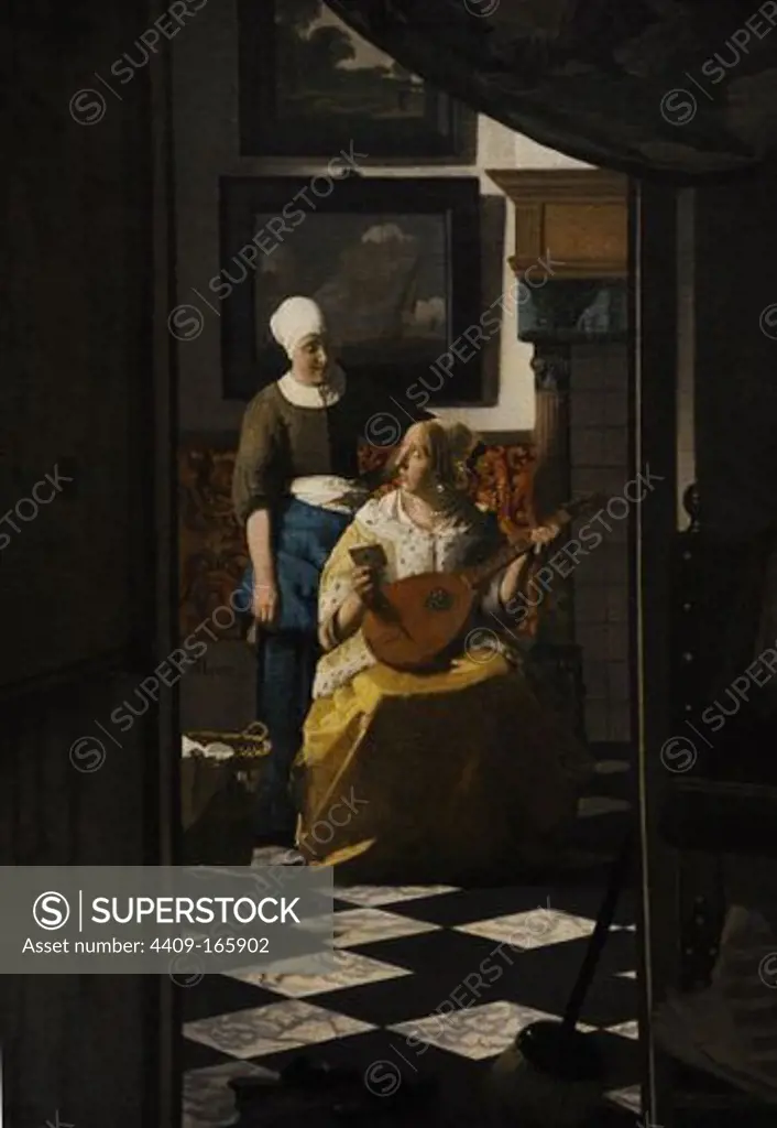 ARTE BARROCO. HOLANDA. Joannes Vermeer (1632-1675), pintor neerlandés. "La Carta de Amor". Oleo sobre lienzo, 1669-1670. Rijksmuseum. Amsterdam. Paises Bajos.