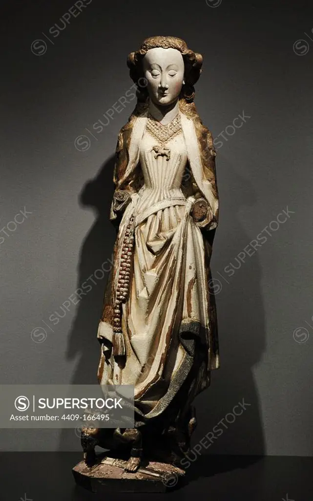 Master of the Statues of Koudewater (active c. 1460-1480). Statue of Saint Barbara, c. 1470. Rijksmuseum. Amsterdam. Holland.