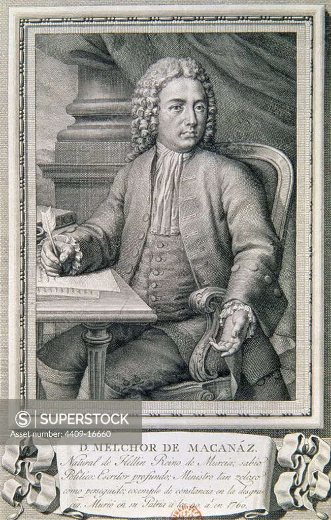 MELCHOR DE MACANAZ (1670/1760) POLITICO ESCRITOR Y MINISTRO DE FELIPE V. Location: BIBLIOTECA NACIONAL-COLECCION. MADRID. SPAIN.