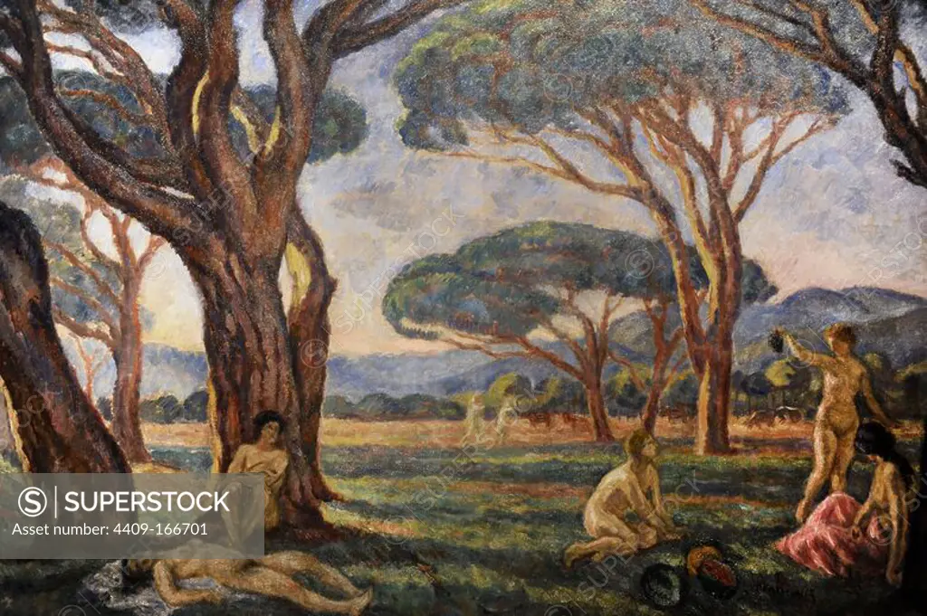 Jozef Pankiewicz (1866-1940). Polish painter. Landscape from Provence with Idyllic Scenes, 1912. National Museum Gallery. Krakow. Poland.