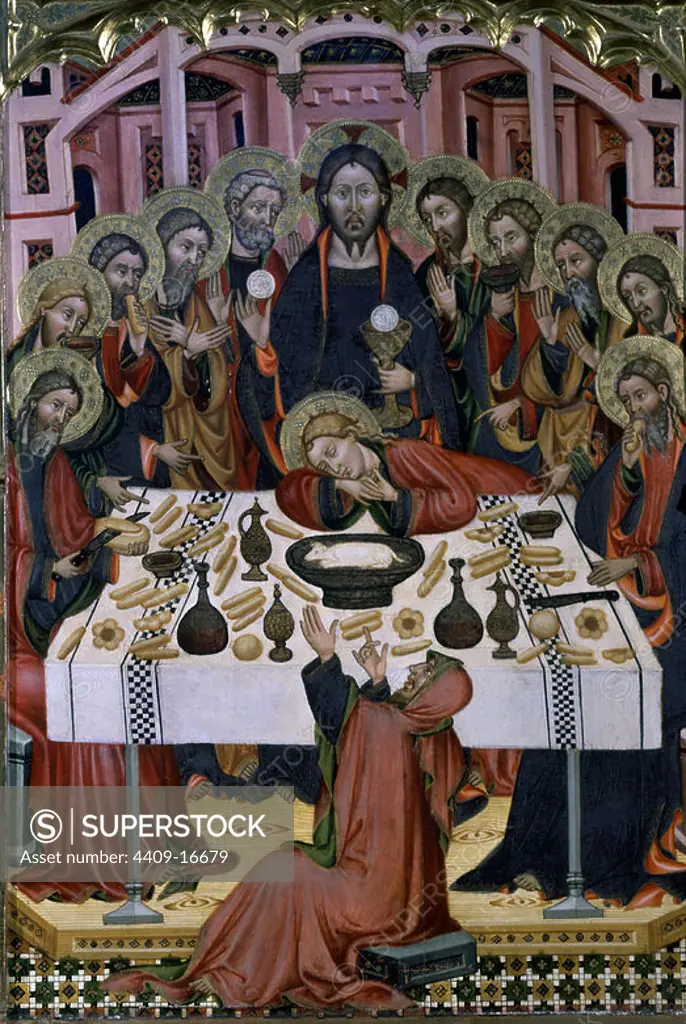 Altarpiece of the Last Supper (detail). Villahermosa, parish church. Author: MAESTRO VILLAHERMOSA. Location: IGLESIA PARROQUIAL. VILLAHERMOSA DEL RIO. Castellón. SPAIN. JESUS. Saint Andrew. SAINT PAUL THE APOSTLE. APOSTLE PETER. SAN PABLO DE TARSO. SANTO TOMAS APOSTOL. SAN PABLO-PABLO DE TARSO. SAN PABLO-SAULO DE TARSO. JUDAS ISCARIOTE (3 ac-30 dc).