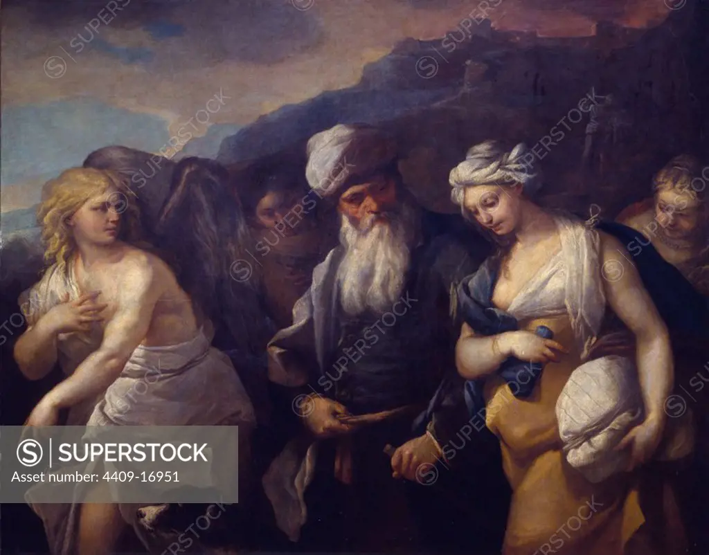 LOT Y SUS HIJAS ABANDONANDO SODOMA - SIGLO XVII - BARROCO ITALIANO. Author: LUCA GIORDANO. Location: PRIVATE COLLECTION. MADRID. SPAIN.