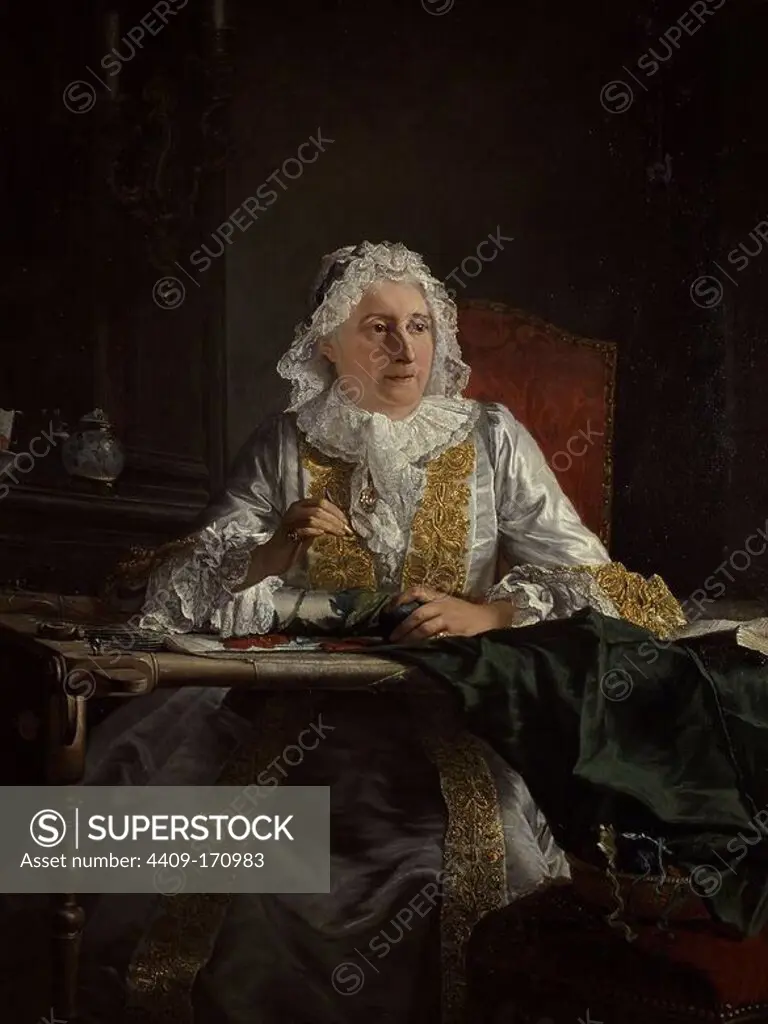 Portrait of Madame Antoine Crozat - 1741 - 137x100 cm - oil on canvas. Author: AVED JACQUES ANDRE JOSEPH. Location: MUSEO PETIT PALAIS, PARIS, FRANCE. Also known as: RETRATO DE MADAME CROZAT MARQUESA DE CHATEL.