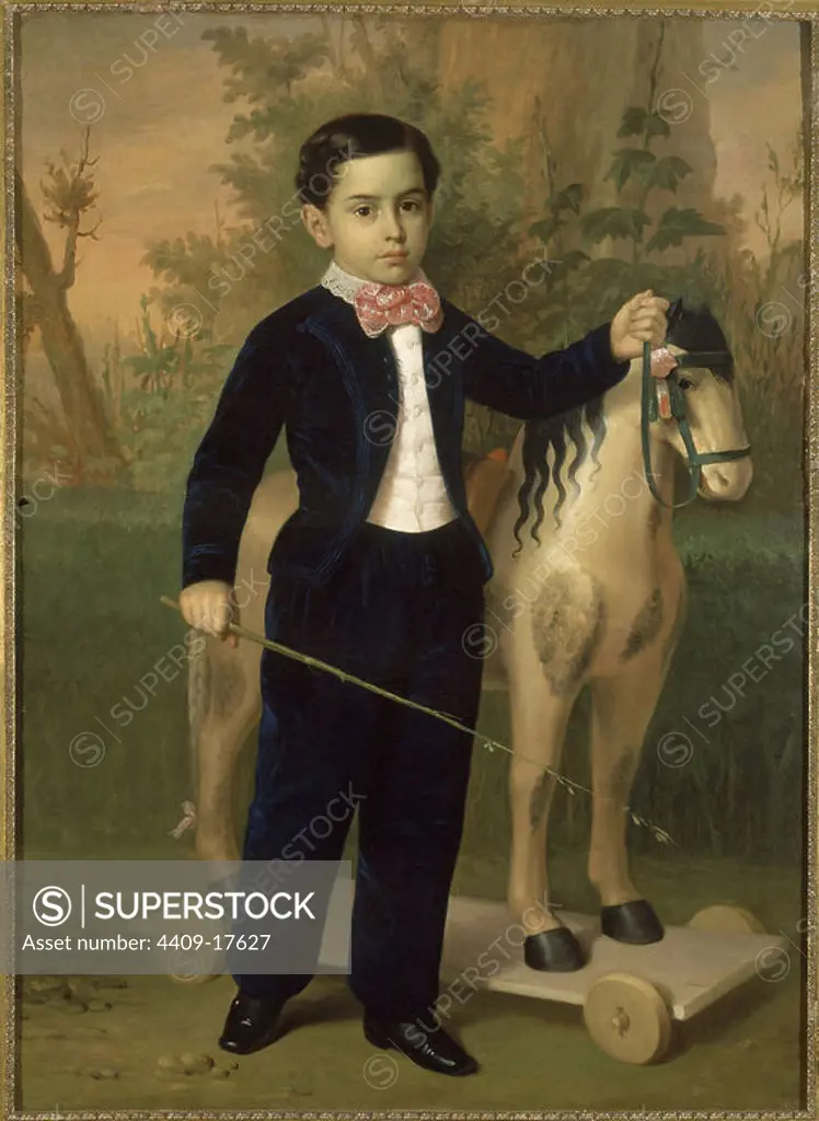 Portrait of a Boy with a Horse - 1851 - oil on canvas. Author: ANTONIO MARIA ESQUIVEL. Location: MUSEO DE BELLAS ARTES-CONVENTO DE LA MERCED CALZAD. Sevilla. Seville. SPAIN. POMAR CARLOS / CARLOS POMAR MARGRAND.