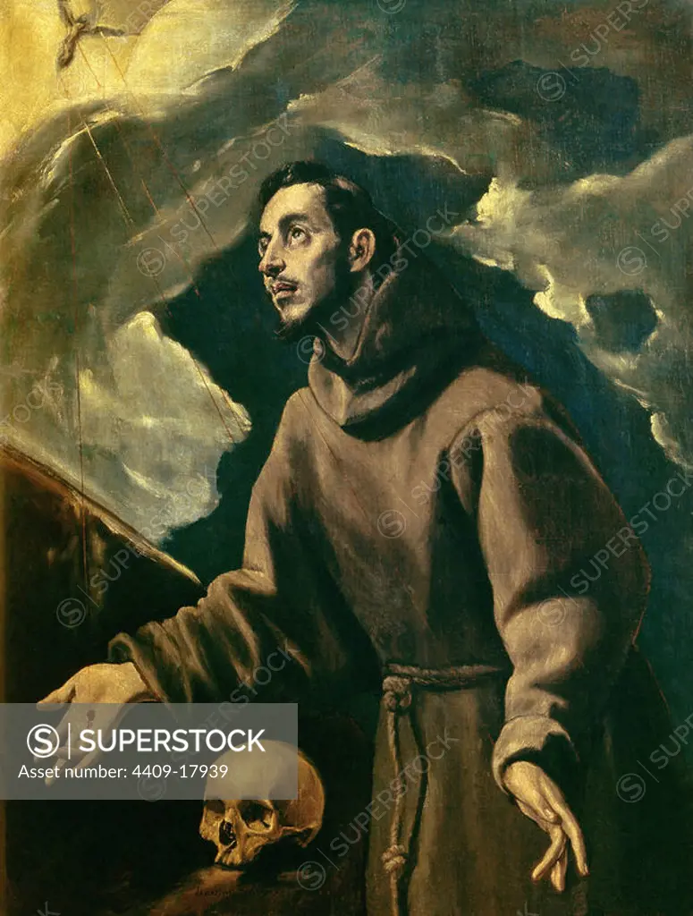 St. Francis Receiving the Stigmata - 16th century - oil on canvas. Author: EL GRECO. Location: PRIVATE COLLECTION. MADRID. SPAIN. SAN FRANCISCO DE ASIS.