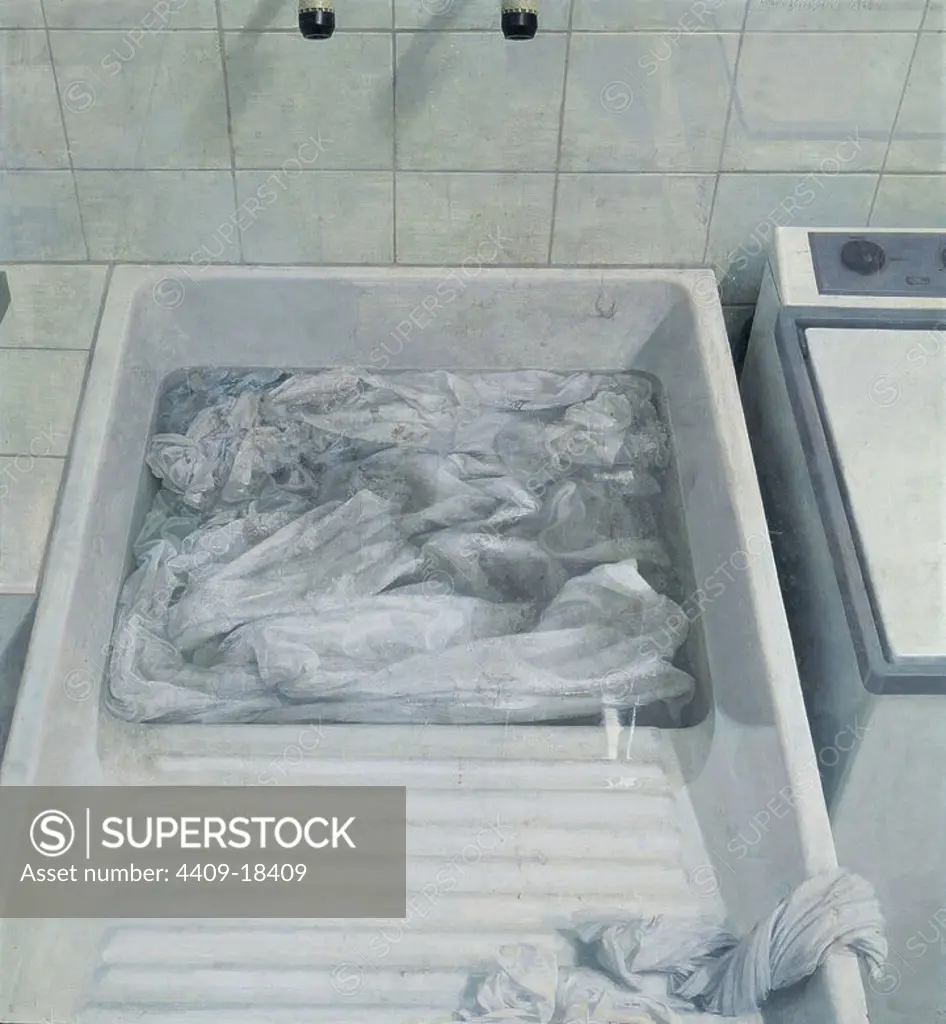 'Soaking Clothes', 1968, Oil on panel, 80 x 73 cm. Author: ANTONIO LOPEZ GARCIA. Location: PRIVATE COLLECTION. MADRID. SPAIN.