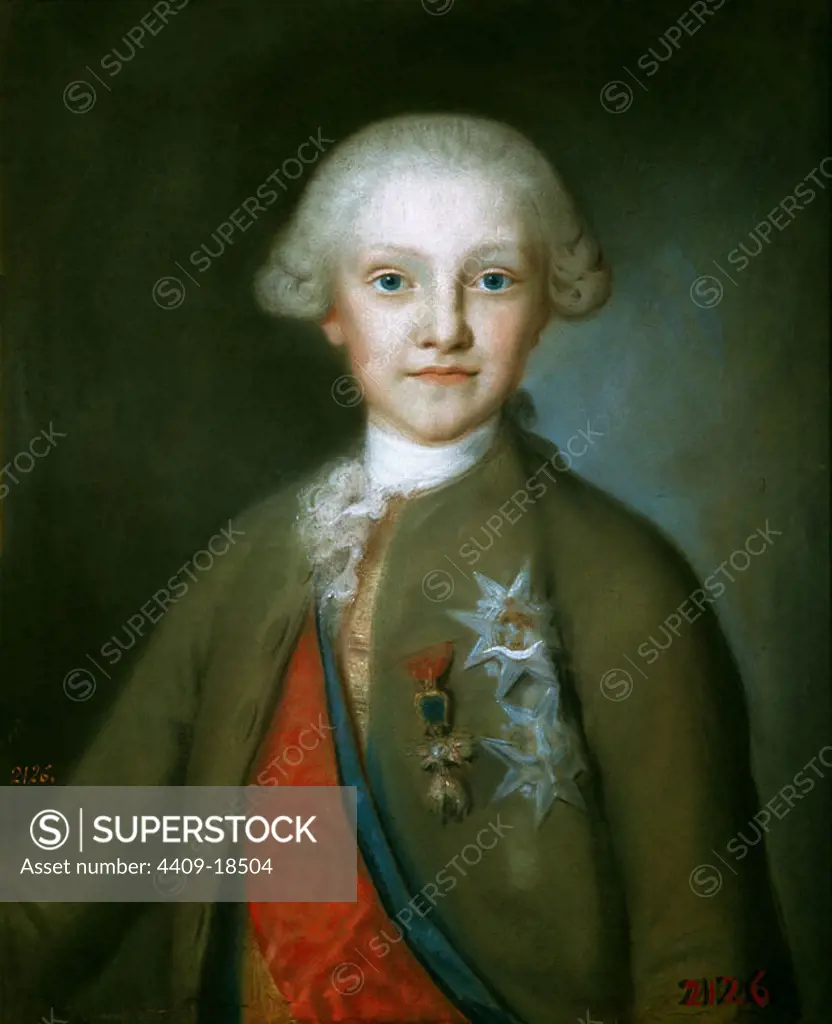 Charles IV. 18th century. Italian painting. Pastel. Madrid, Prado museum. Author: JOAQUIN INZA Y AINSA. Location: MUSEO DEL PRADO-PINTURA. MADRID. SPAIN. Prince of Asturias Charles de Bourbon (Charles IV).