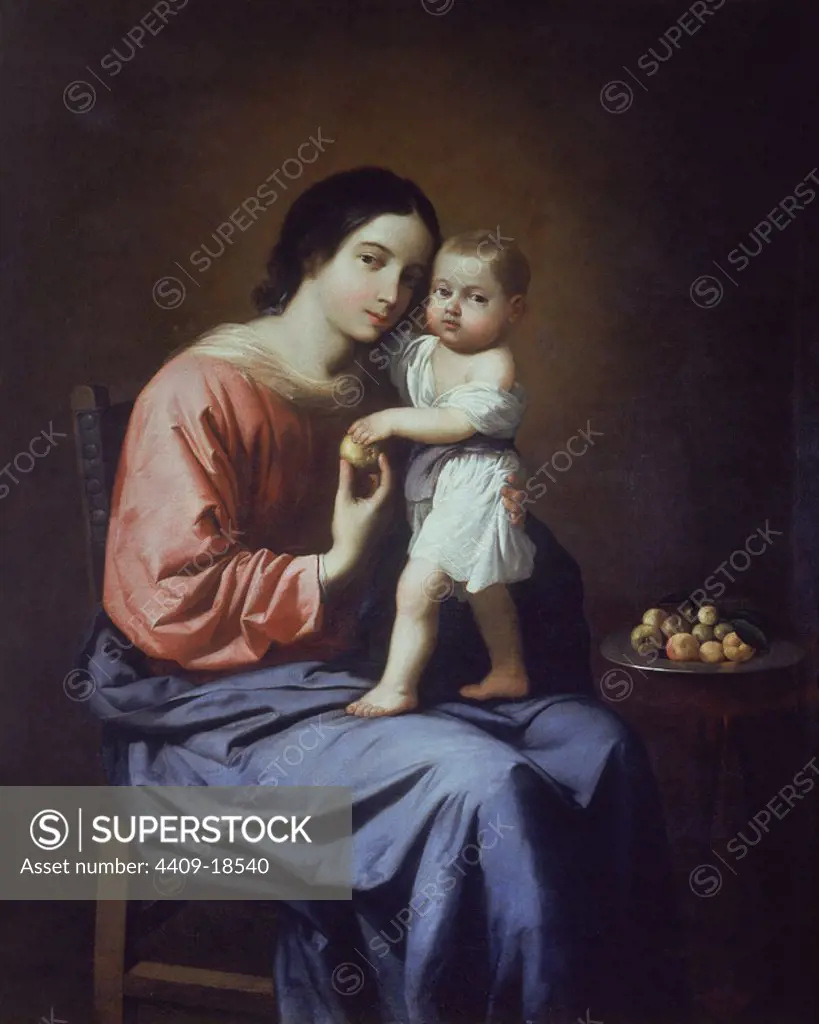 Spanish school. Madonna With Child. La Virgen con el niño. Havana, Fine Arts gallery. Cuba. Author: FRANCISCO DE ZURBARAN. Location: MUSEO NACIONAL DE BELLAS ARTES. LA HABANA. CUBA. CHILD JESUS. VIRGIN MARY.