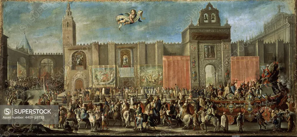 CARRO DEL FUEGO-proclamacion de Fernando VI y Barbara de Braganza-1746-mascara o procesion alegorica. Author: DOMINGO MARTINEZ (1688-1749). Location: MUSEO DE BELLAS ARTES-CONVENTO DE LA MERCED CALZAD. Sevilla. Seville. SPAIN.