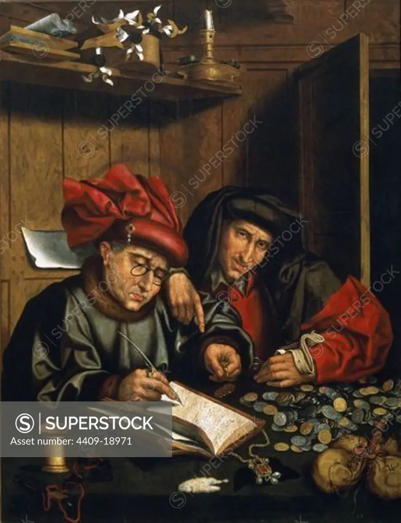 The misers - 15th century - oil on panel - 124x96 cm. Author: MASSYS, QUENTIN. Location: MUSÉE DES BEAUX-ARTS, BILBAO, BISCAY, SPAIN. Also known as: LOS CAMBISTAS.