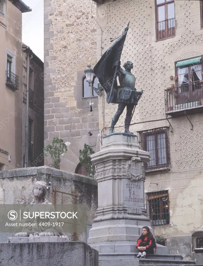 Estatua homenaje a Juan Bravo (-1521). Segovia, provincia de España, en la comunidad autónoma de Castilla y León.