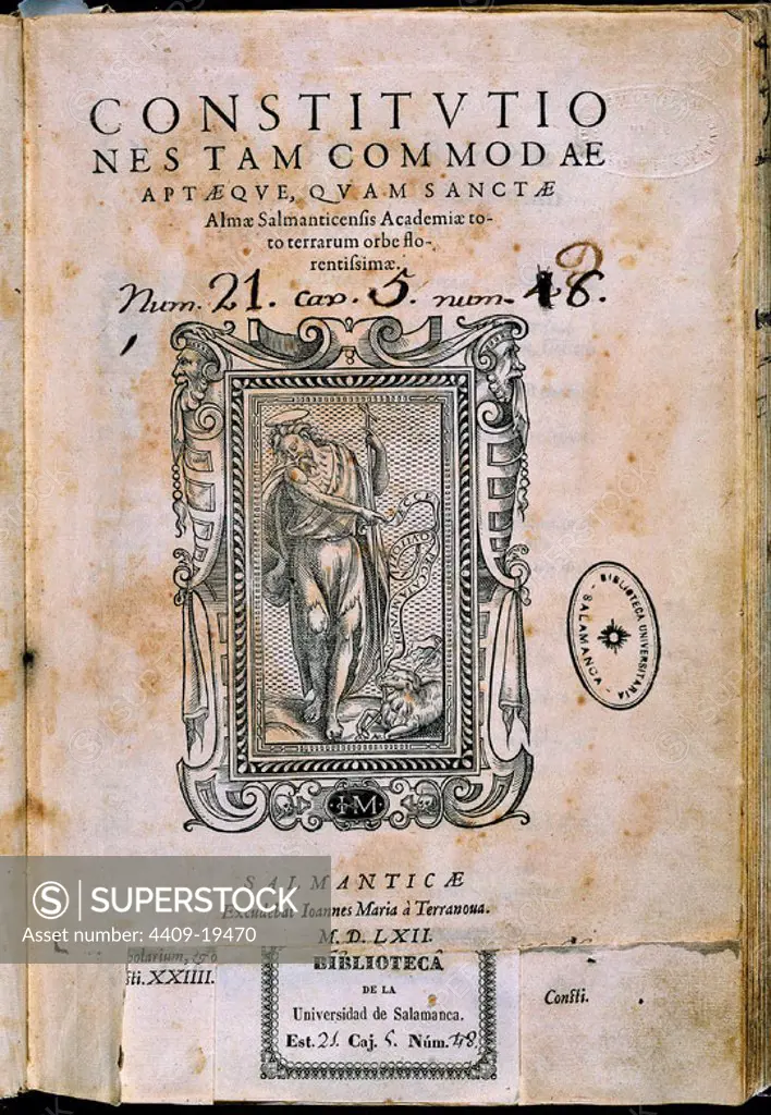 CONSTITUCIONES DE LA UNIVERSIDAD DE SALAMANCA-PORTADA 1557. Location: UNIVERSIDAD BIBLIOTECA. SALAMANCA. SPAIN.