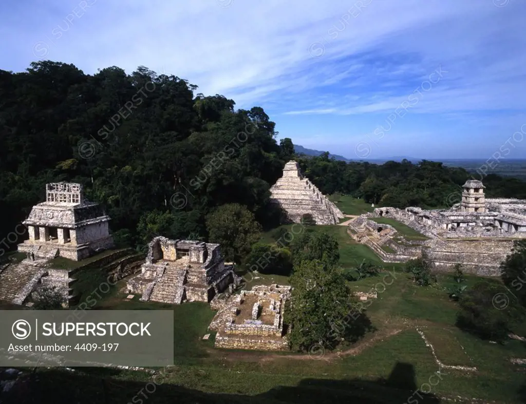 Mexico.Chiapas.Z.A. de Palenque.Cultura Maya.Vista general del complejo.