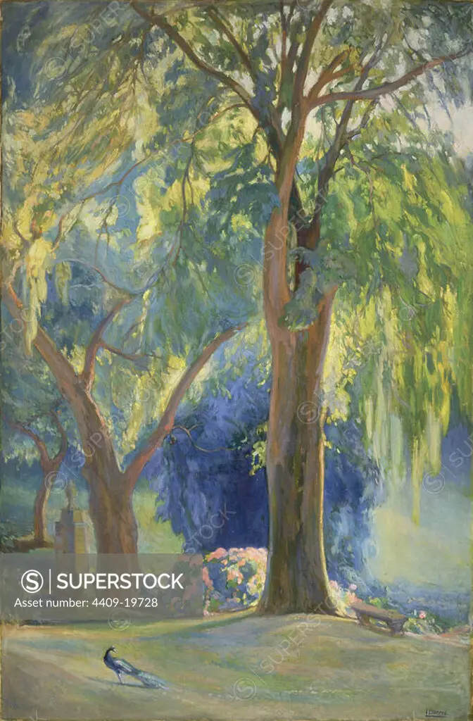 JARDIN DEL PAZO DE MARCIAL DE ADALID - 1918 - OLEO/LIENZO. Author: FRANCISCO LLORENS DIAZ. Location: PRIVATE COLLECTION. MADRID. SPAIN.