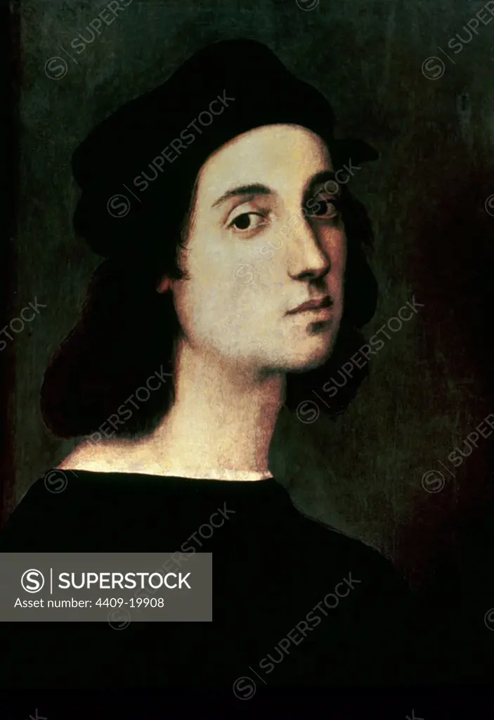 AUTORRETRATO (1483/1520) - SIGLO XVI - RENACIMIENTO ITALIANO. Author: RAFAEL SANZIO O RAFAEL DE URBINO. Location: GALERIA DE LOS UFFIZI. Florenz. ITALIA.
