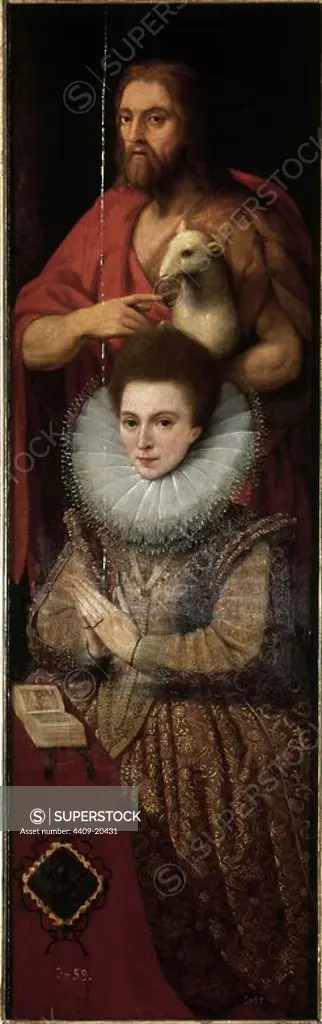 'Juana de Robles, Duchess of Cittá-Reale', 1589, Oil on panel, 119 x 37 cm, P01859. Author: OTTO VAN VEEN (1556-1629) OTTO VENIUS u O. VAENIS. Location: MUSEO DEL PRADO-PINTURA. MADRID. SPAIN. SAN JUAN BAUTISTA. ROBLES JUANA. DUQUESA DE CIUDAD REAL.