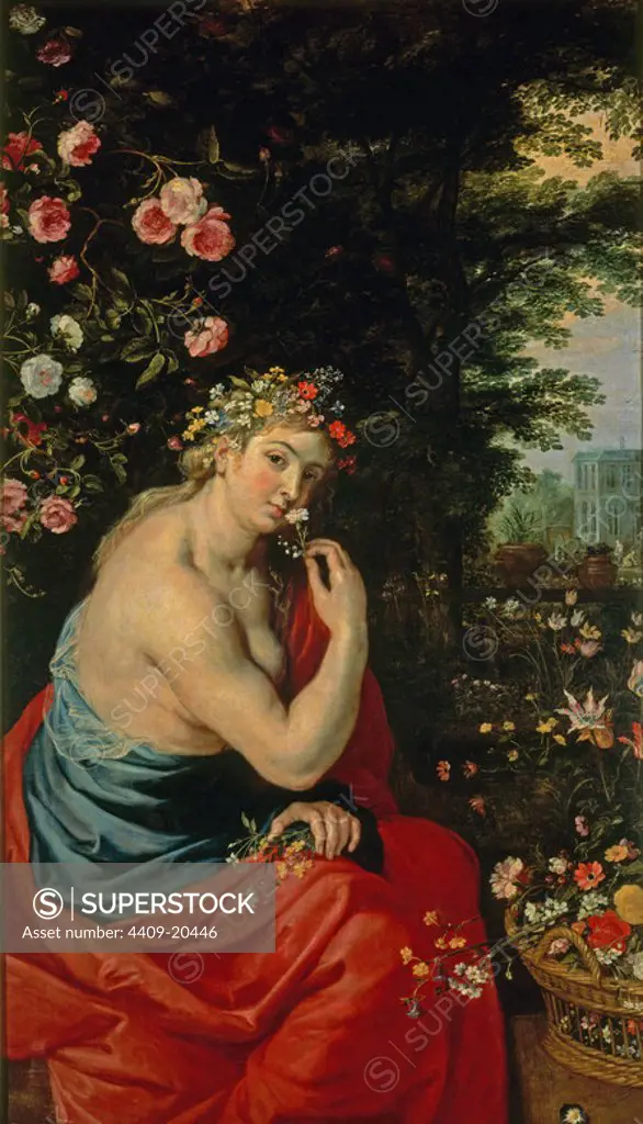 'The Goddess Flora', 17th century, Oil on canvas, 165 x 95 cm, P01675. Author: RUBENS TALLER. Location: MUSEO DEL PRADO-PINTURA. MADRID. SPAIN.