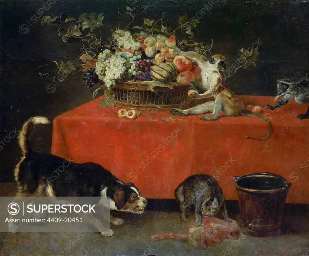 'Still-Life with Fruit Basket', 16th century, Oil on canvas, 154 x 186 cm, P01767. Author: FRANS SNYDERS. Location: MUSEO DEL PRADO-PINTURA. MADRID. SPAIN.