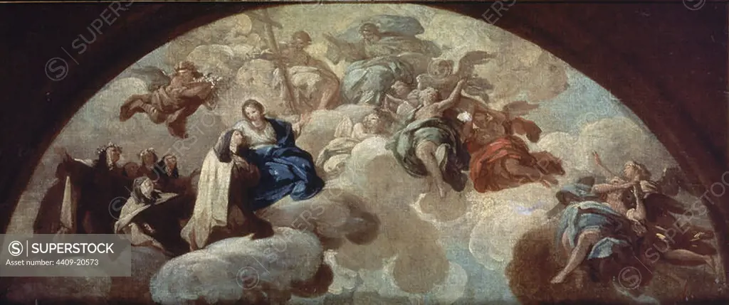 'Santa Teresa de Jesús en la Gloria', 1760-1770, Oil on canvas, 43 x 100 cm. Author: FRANCISCO BAYEU Y SUBIAS (1734-1795). Location: MUSEO DEL PRADO-PINTURA. MADRID. SPAIN.