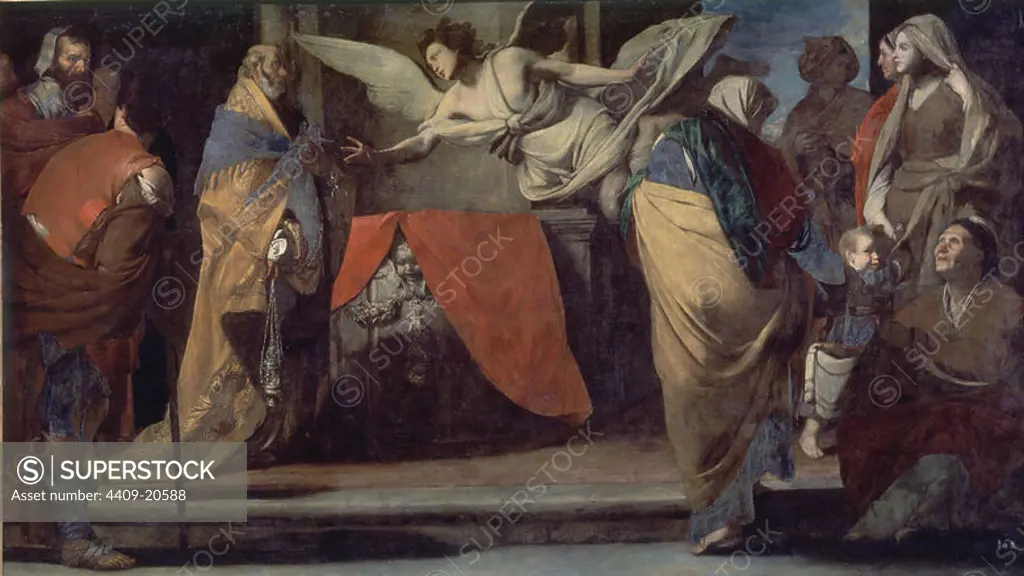 'El nacimiento del Bautista anunciado a Zacarías', ca. 1635, Oil on canvas, 188 cm x 337 cm, P00256. Author: MAXIMO STANZIONE (1585-1656). Location: MUSEO DEL PRADO-PINTURA. MADRID. SPAIN.