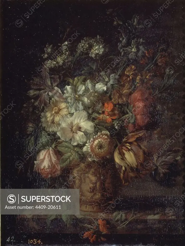'Vase', 18th century, Oil on panel, 38 x 28 cm, P02286. Author: JOSEPH-LAURENT MALAINE. Location: MUSEO DEL PRADO-PINTURA. MADRID. SPAIN.
