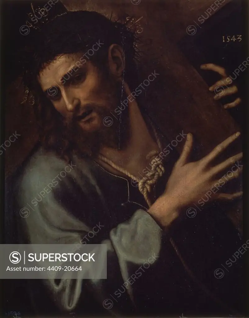 'Christ Carrying the Cross', 16th century, Oil on panel, 65 x 51 cm, P00584. Author: ANONIMO ESPAÑOL. Location: MUSEO DEL PRADO-PINTURA. MADRID. SPAIN.