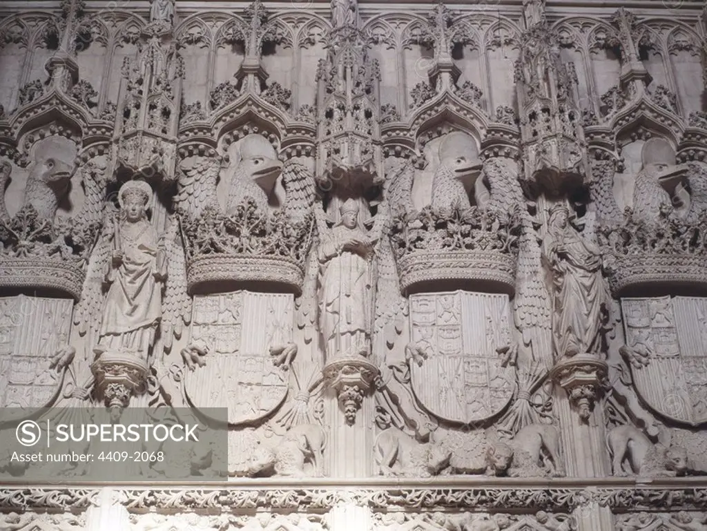 Detalle de la pared de la iglesia de San Juan de los Reyes (1476-1495). Toledo, provincia de España, en la comunidad autónoma de Castilla-La Mancha. Author: JUAN GUAS.