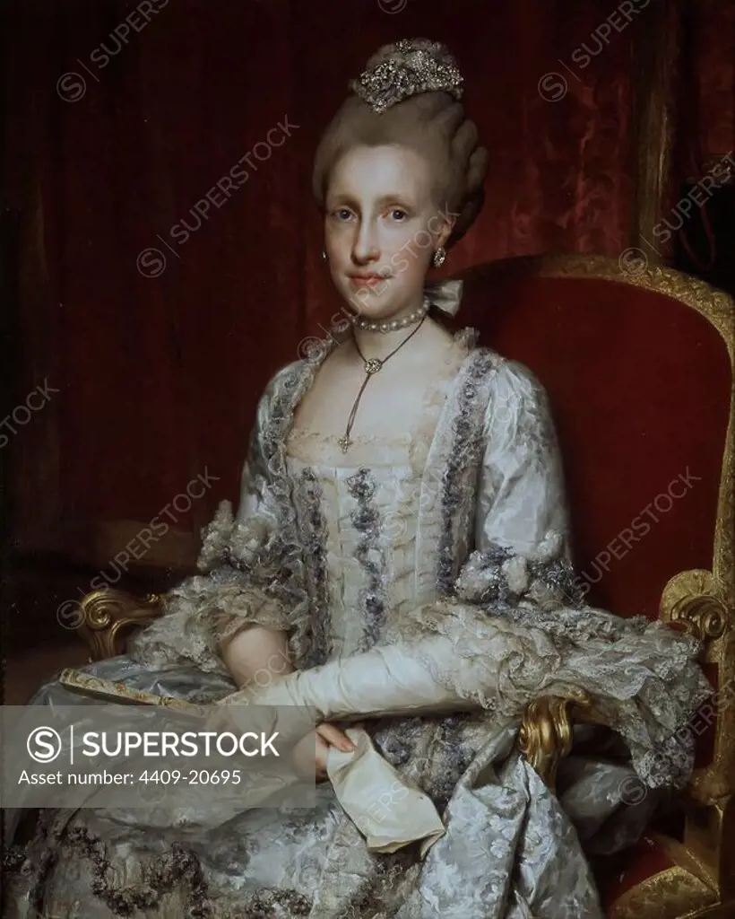 'Maria Luisa of Spain, Grand Duchess of Tuscany', 1770, Oil on canvas, 98 cm x 78 cm, P02199. Author: ANTON RAPHAEL MENGS. Location: MUSEO DEL PRADO-PINTURA. MADRID. SPAIN. MARIA LUISA VON BOURBON. BORBON MARIA LUISA. CARLOS III HIJA. LORENA LEOPOLDO ESPOSA. BORBON MARIA LUISA INFANTA.