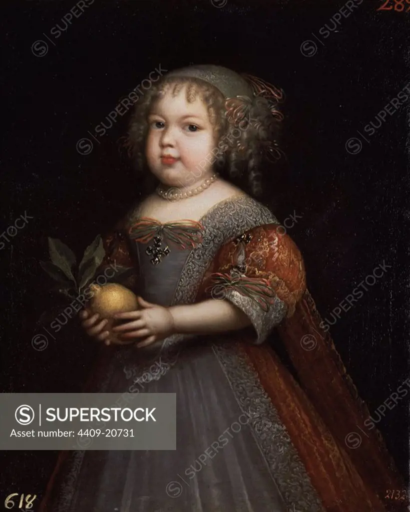'Princess Marie-Thérèse of France', c. 1670, Oil on canvas, 76 x 60 cm, P02375. Author: JEAN NOCRET. Location: MUSEO DEL PRADO-PINTURA. MADRID. SPAIN. MARIA TERESA VON FRANKREICH. BORBON MARIA TERESA DE. BORBON MARIA TERESA.