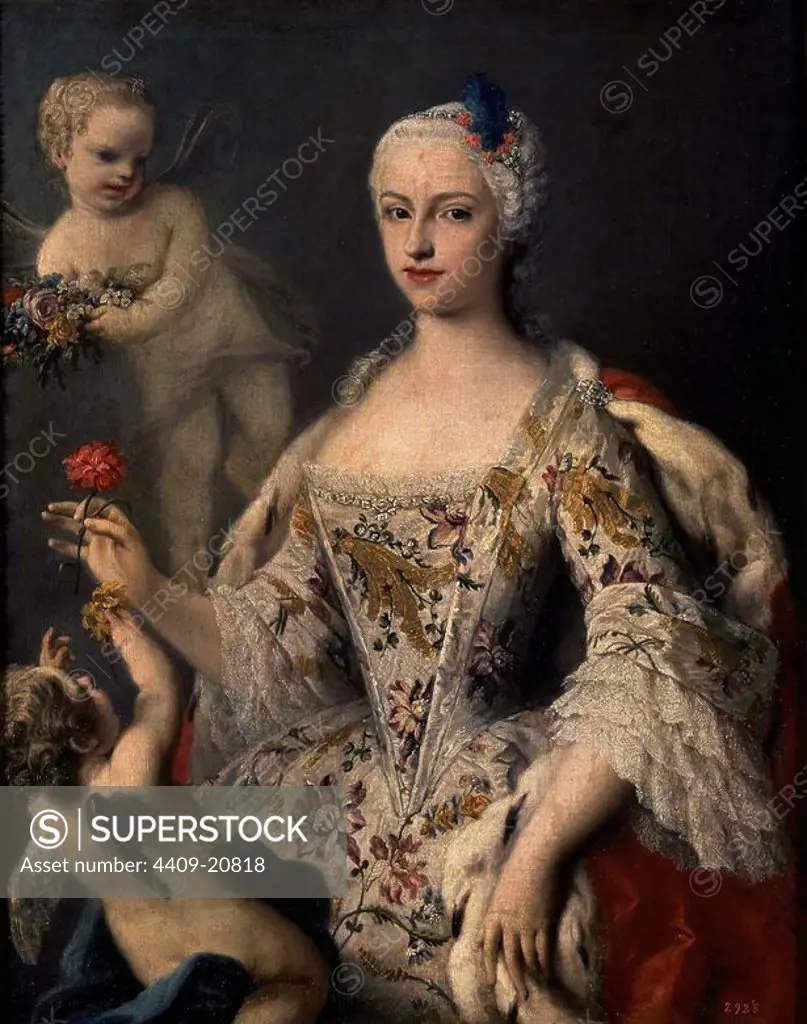 'Maria Antonia Ferdinanda of Spain', ca. 1750, Oil on canvas, 103 cm x 84 cm, P02392. Author: JACOPO AMIGONI. Location: MUSEO DEL PRADO-PINTURA. MADRID. SPAIN. MARIA ANTONIA FERNANDA DE BORBON. FELIPE V HIJA.