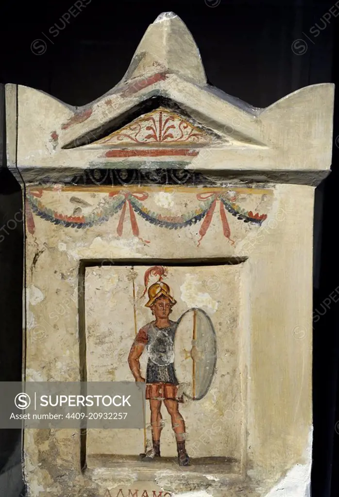 Grave stele of Salmamodes, macedonian mercenery. 2nd century BC. From Sidon (Lebanon). Archaeological Museum. Istanbul. Turkey.