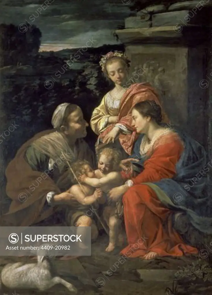 The Virgin and Child with St. Elizabeth, the Infant St. John and St. Catherine - ca. 1624/26 - 182x130 cm - oil on canvas - French Baroque - Np 539. Author: VOUET, SIMON. Location: MUSEO DEL PRADO-PINTURA, MADRID, SPAIN. Also known as: VIRGEN Y NIÑO CON SANTA ISABEL SAN JUAN Y SANTA CATALINA.