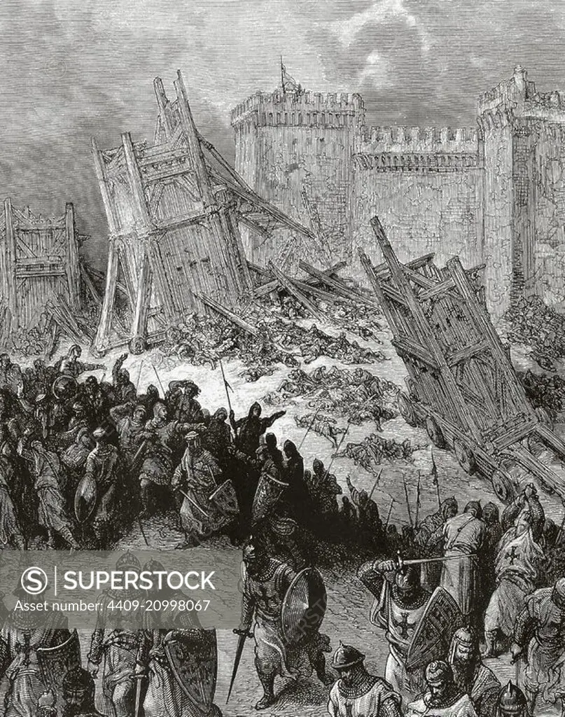 First Crusade (1096-1099). The siege of Antioch. It took place from 21 october, 1097 to 2 June, 1098. Engraving by Gustave Dore (1832-1883).