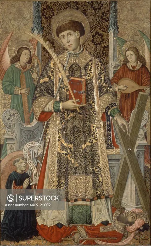'Saint Vincent, Deacon and Martyr', 1462-1466, Mixed media on panel, 185 cm x 117 cm, P01334. Author: GINER TOMAS SIGLO XV. Location: MUSEO DEL PRADO-PINTURA. MADRID. SPAIN. SAN VICENTE MARTIR.