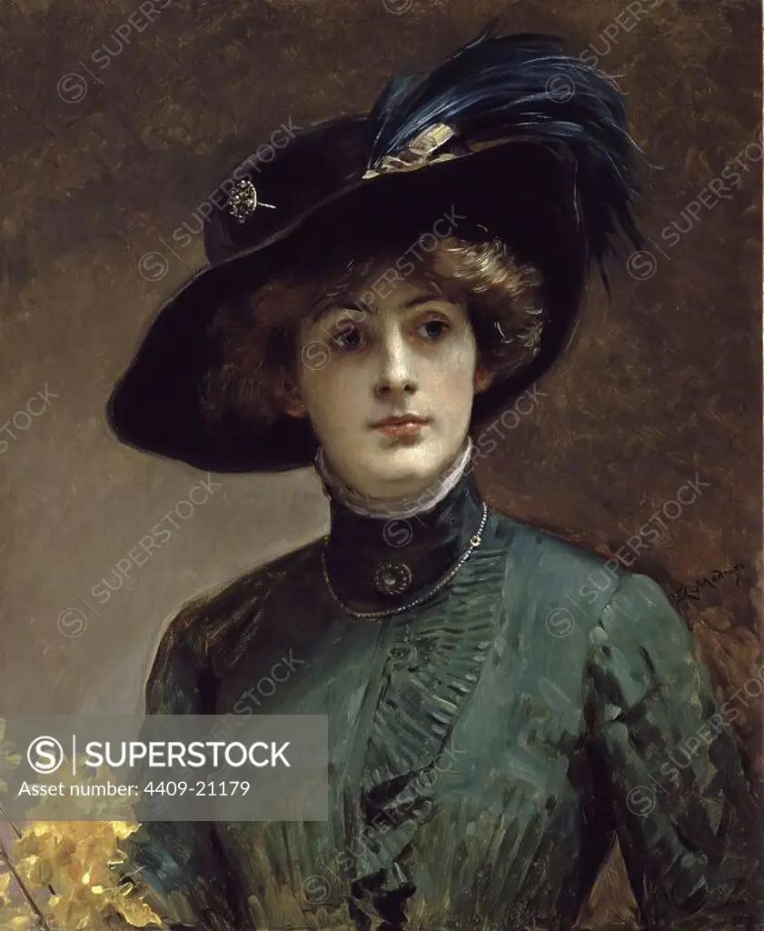 'Portrait of a Lady', Oil on canvas, 76 x 63 cm. Author: RAIMUNDO DE MADRAZO Y GARRETA (1841-1920). Location: BANCO HIPOTECARIO. MADRID. SPAIN.