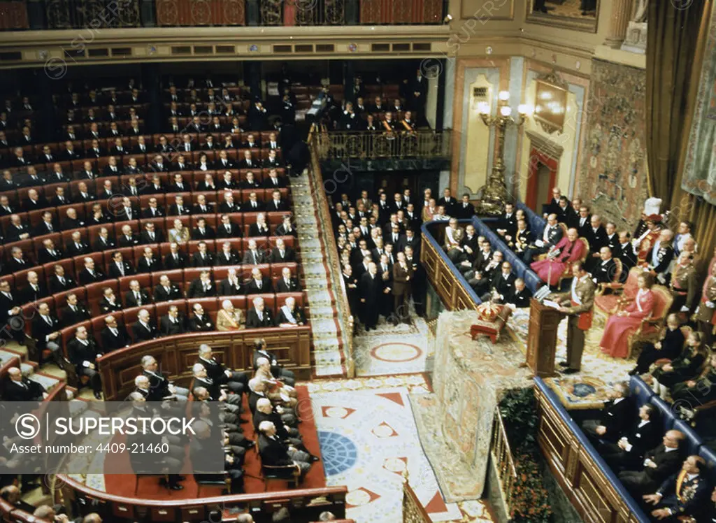 PROCLAMACION DE DON JUAN CARLOS COMO REY DE ESPAÑA EL 22 DE NOVIEMBRE DE 1975. Location: CONGRESO DE LOS DIPUTADOS-INTERIOR. MADRID.