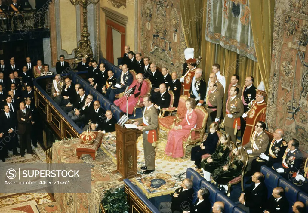 Proclamation of King Juan Carlos of Spain on November 22 1975. Madrid, Congress of Deputies. Location: CONGRESO DE LOS DIPUTADOS-INTERIOR. MADRID.
