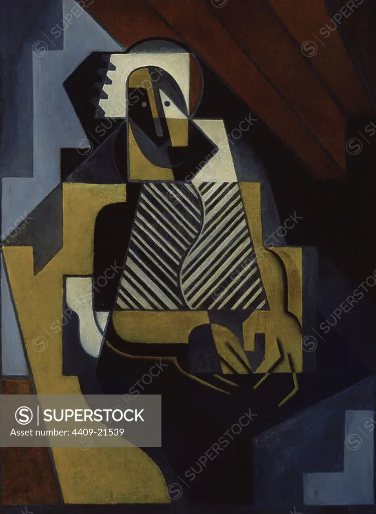 Seated Woman - 1918 - oil on canvas. Author: JUAN GRIS. Location: PRIVATE COLLECTION. MADRID. SPAIN.
