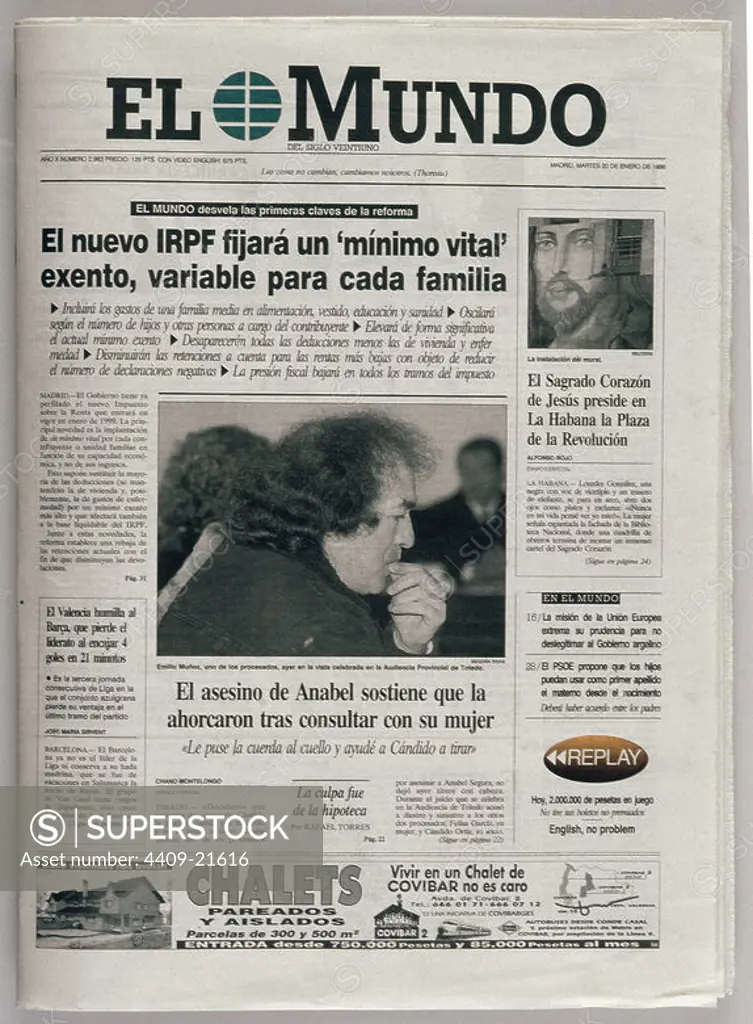 PERIODICO EL MUNDO - PORTADA - 20/01/98 - "EL NUEVO IRPF".