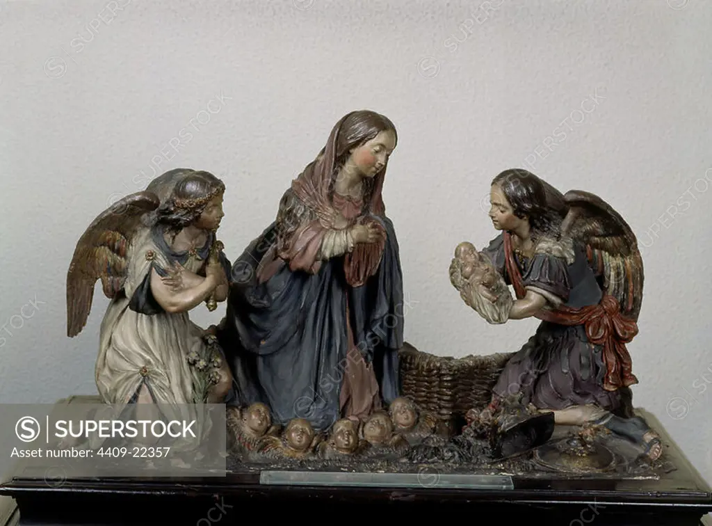 Spanish school. Nativity. Madrid, private collection. Author: LUISA ROLDAN (1654-1704) LA ROLDANA. Location: PRIVATE COLLECTION. MADRID. SPAIN. CHILD JESUS. VIRGIN MARY.