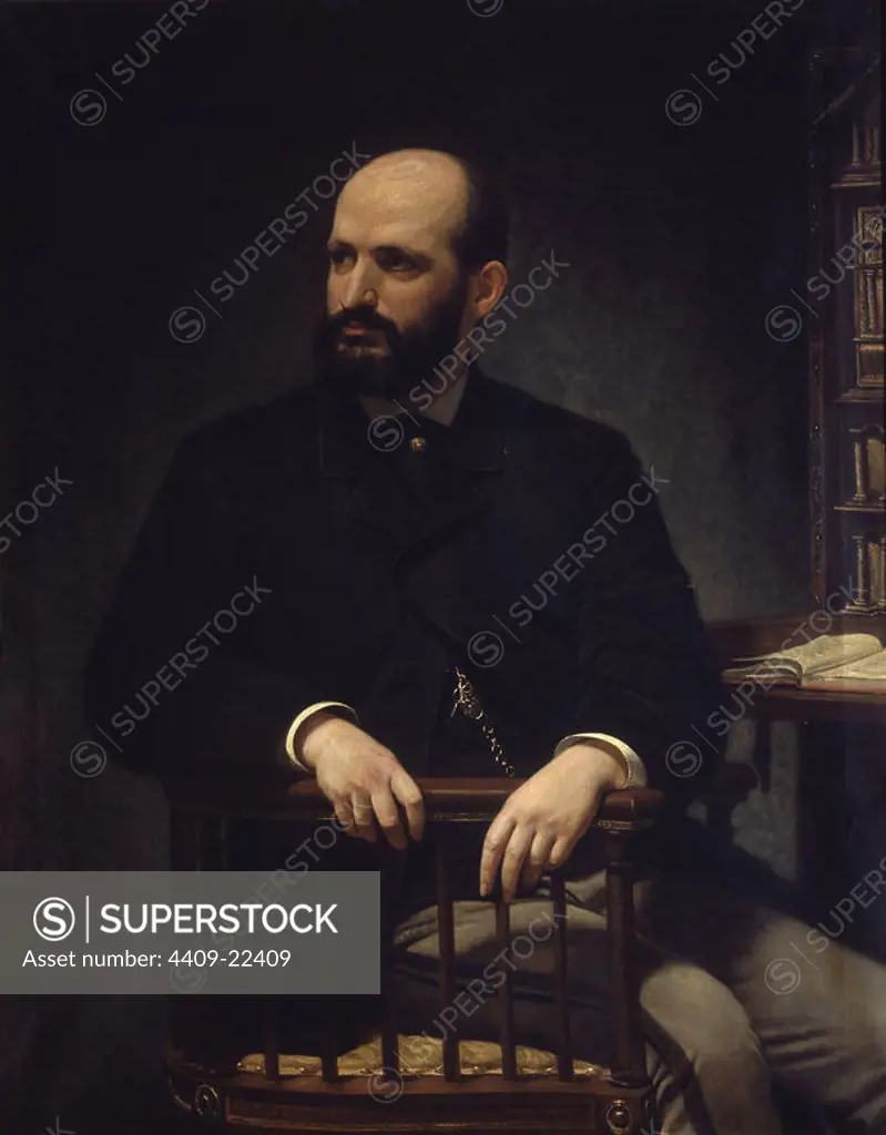 'Portrait of Pedro Antonio de Alarcón', 19th century, Oil on canvas. Author: IGNACIO SUAREZ LLANOS. Location: ACADEMIA DE LA LENGUA-COLECCION. MADRID. SPAIN.