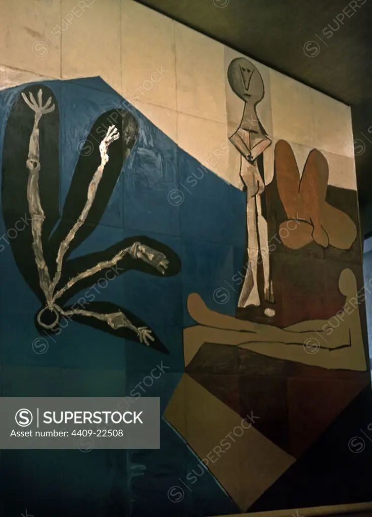 Spanish school. The Fall of Icarus . La Caida de Icaro. 1958. Painting made of 40 wood panels (800 x 1000 cm). Paris, Unesco. Author: PABLO PICASSO. Location: UNESCO. France.