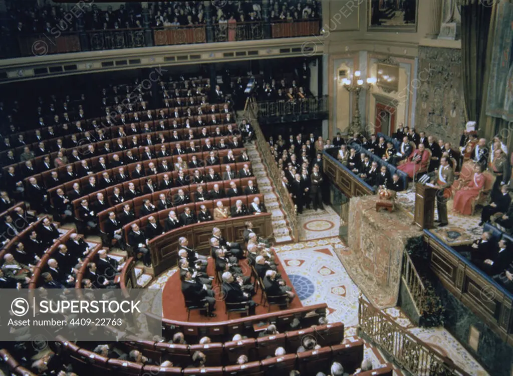Proclamation of Juan Carlos of Spain on November 22, 1975. Madrid, Congress of Deputies. Location: CONGRESO DE LOS DIPUTADOS-INTERIOR. MADRID.