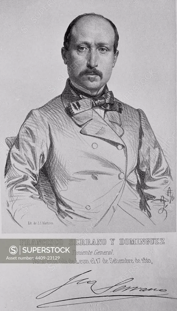 FRANCISCO SERRANO DOMINGUEZ (1810/1885) - MILITAR Y POLITICO ESPAÑOL REGENTE Y PRESIDENTE DEL GOBIERNO.