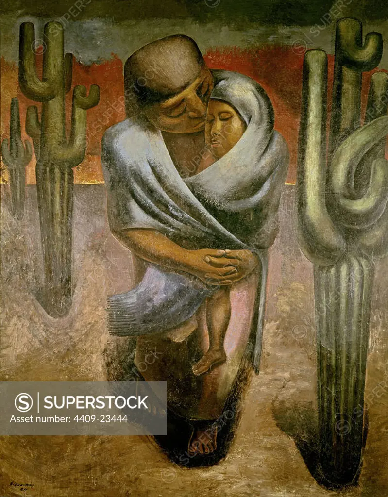 Peasant Mother - 1924 - oil on canvas - 220x175. Author: DAVID ALFARO SIQUEIROS (1896-1974). Location: MUSEUM OF MODERN ART. MEXICO CITY. CIUDAD DE MEXICO.