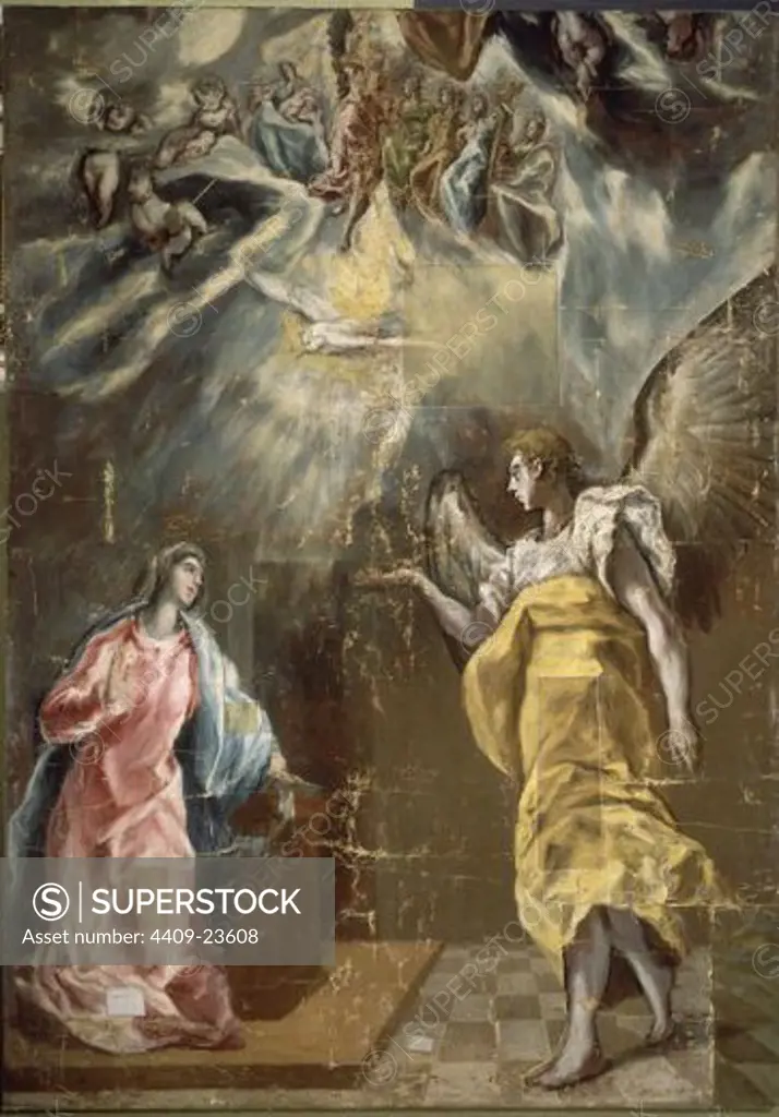 The Annunciation - 1614 - oil on canvas - 294x209 cm - Spanish Mannerism. Author: EL GRECO. Location: FUNDACION SANTANDER CENTRAL HISPANO, MADRID, SPAIN. Also known as: ANUNCIACION; LA ANUNCIACION.
