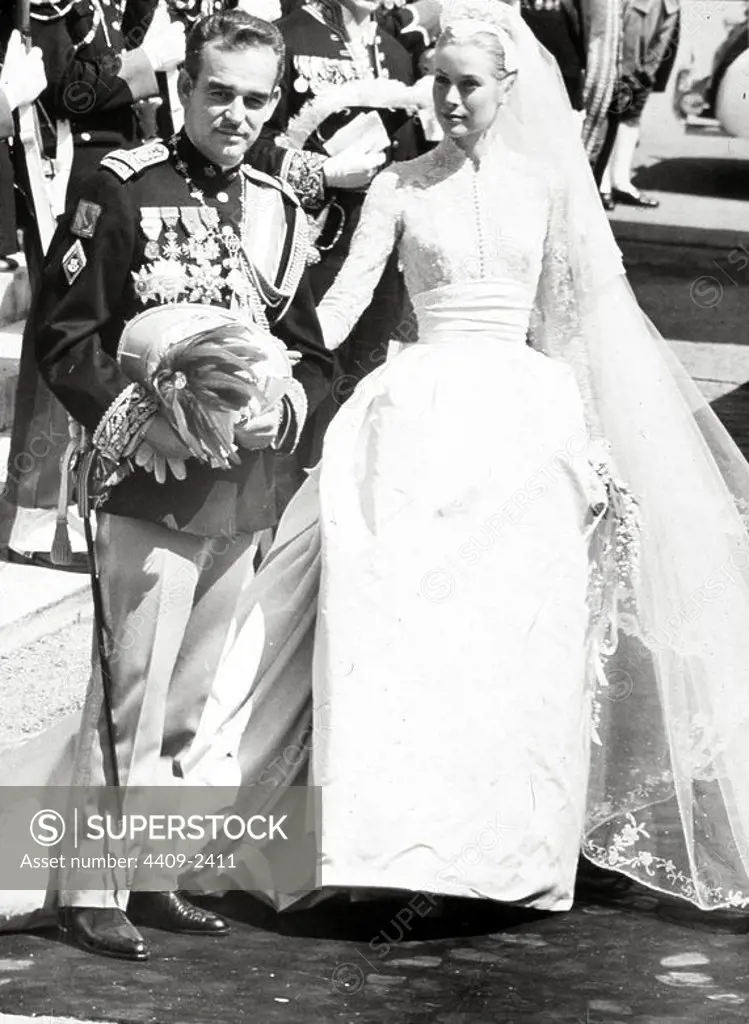 Prince Rainier and her Serene Highness Princess Gracia of Monaco after the wedding services.