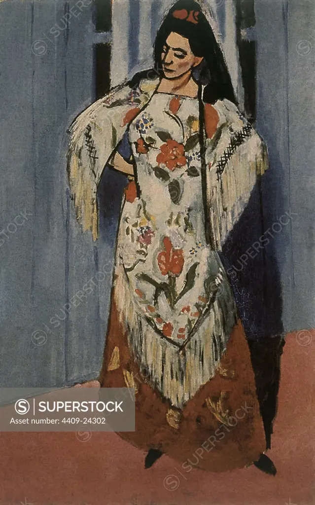 'Madame Matisse with Manila Shawl', 1911, Oil on canvas, 118 x 75,5 cm. Author: HENRI MATISSE. Location: KUNSTMUSEUM. Basilea. Switzerland. MATISSE ESPOSA. PARAYRE AMELIE.