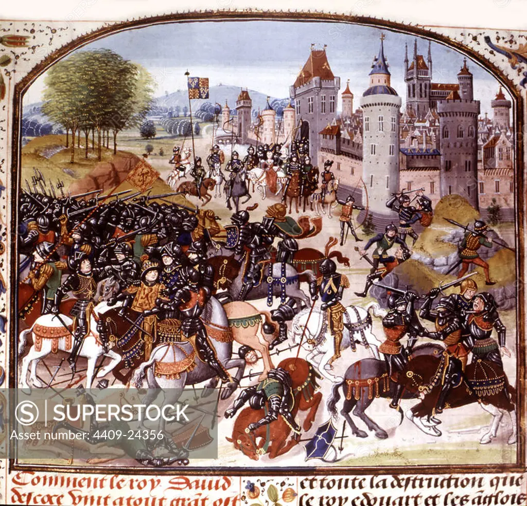 SITIO DE NEWCASTLE (1341) - CRONICAS DE FROISSART - MANUSCRITO DEL SIGLO XV. Author: JEAN DE FROISSART (1333-1410). Location: NATIONAL LIBRARY. France.