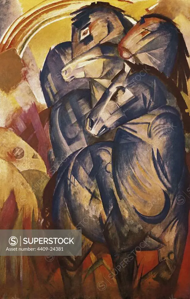 'The Tower of Blue Horses', 1913, Oil on canvas, 200 x 130 cm. Author: FRANZ MARC.